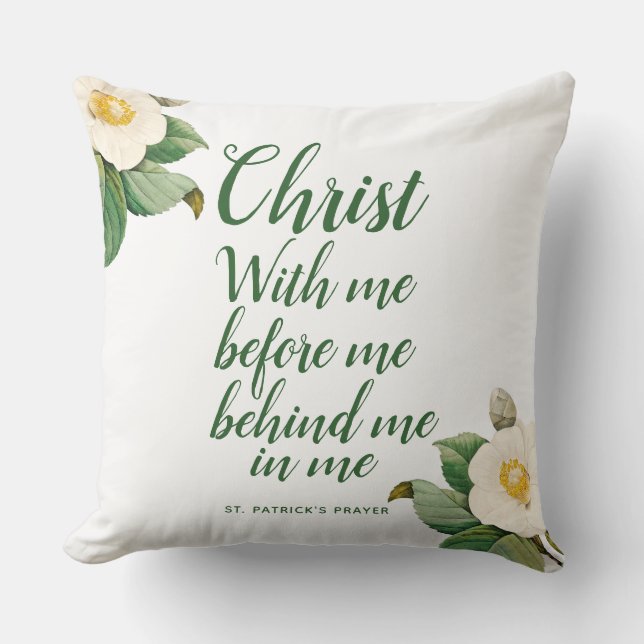 Elegant St. Patrick's Prayer Throw Pillow (Front)