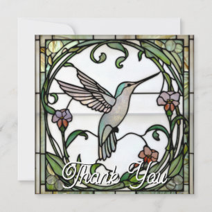 Elegant stain glass art nouveau hummingbird thank you card