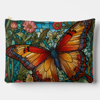 Elegant stain glass butterfly garden accessory pouch