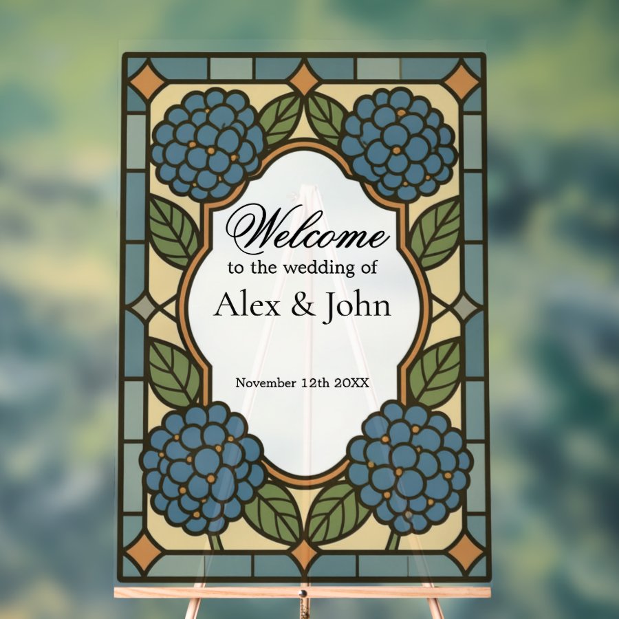 Elegant Stain Glass Wedding Sign - Custom Made