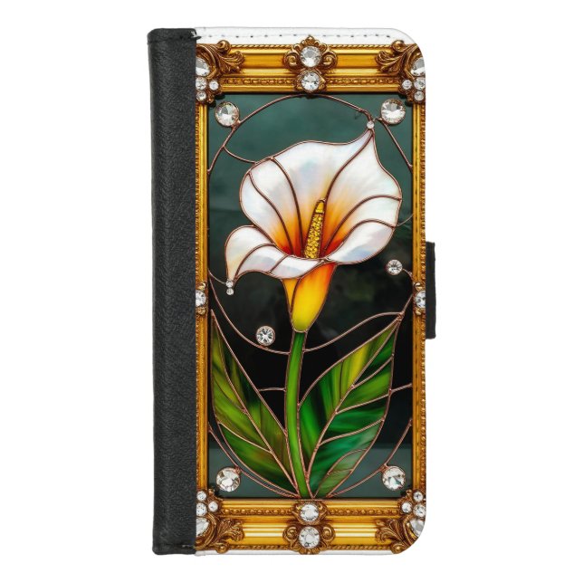 Elegant Stained Glass Artwork iPhone Wallet Case (Front)