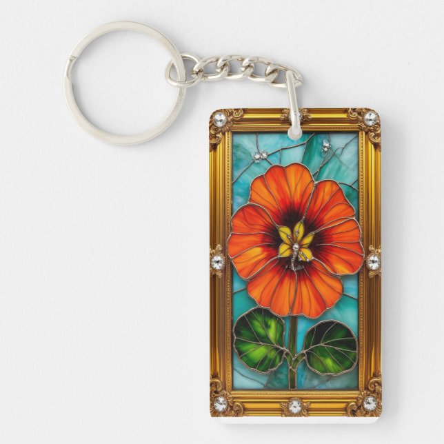 Elegant Stained Glass Artwork Keychain (Front)