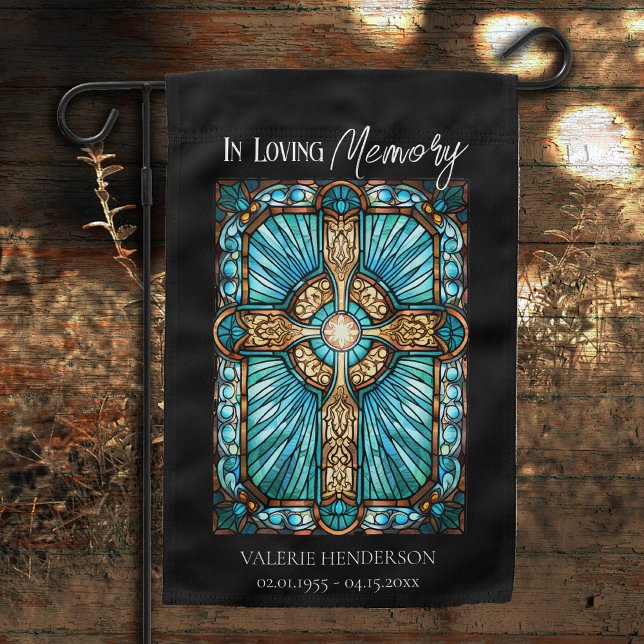 Elegant Stained Glass Cross Remembrance Memorial Garden Flag (Creator Uploaded)