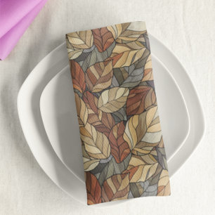 Elegant Stained Glass Fall Leaves - Rustic Autumn Cloth Napkin