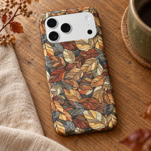Elegant Stained Glass Fall Leaves - Rustic Autumn iPhone 17 Pro Max Case