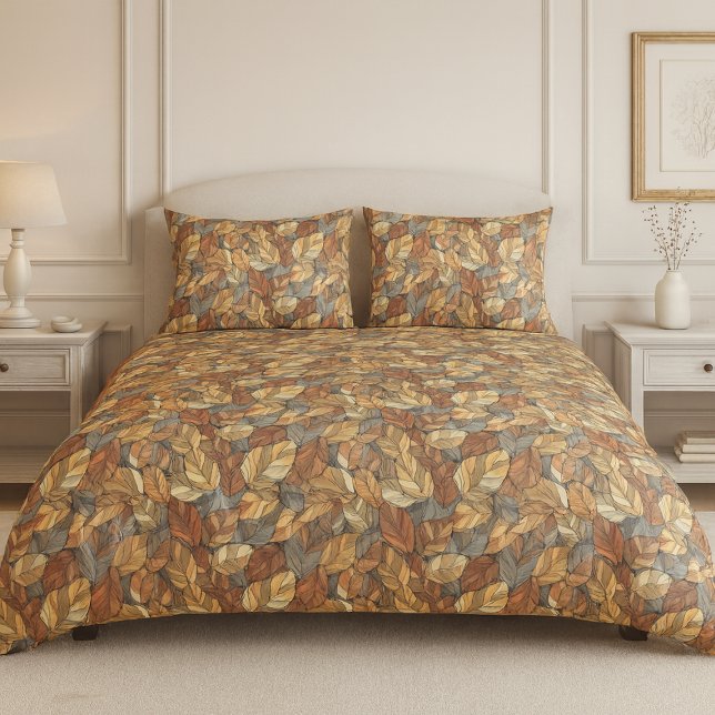 Elegant Stained Glass Fall Leaves - Rustic Autumn Pillow Case (Creator Uploaded)