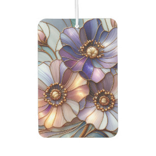 Elegant Stained Glass Floral Design in Soft Pastel Air Freshener