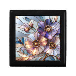 Elegant Stained Glass Floral Design in Soft Pastel Gift Box