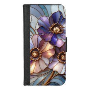 Elegant Stained Glass Floral Design in Soft Pastel iPhone 8/7 Wallet Case