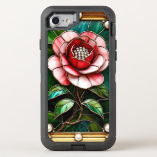 Elegant Stained Glass Flower with Intricate Frame OtterBox Defender iPhone SE/8/7 Case