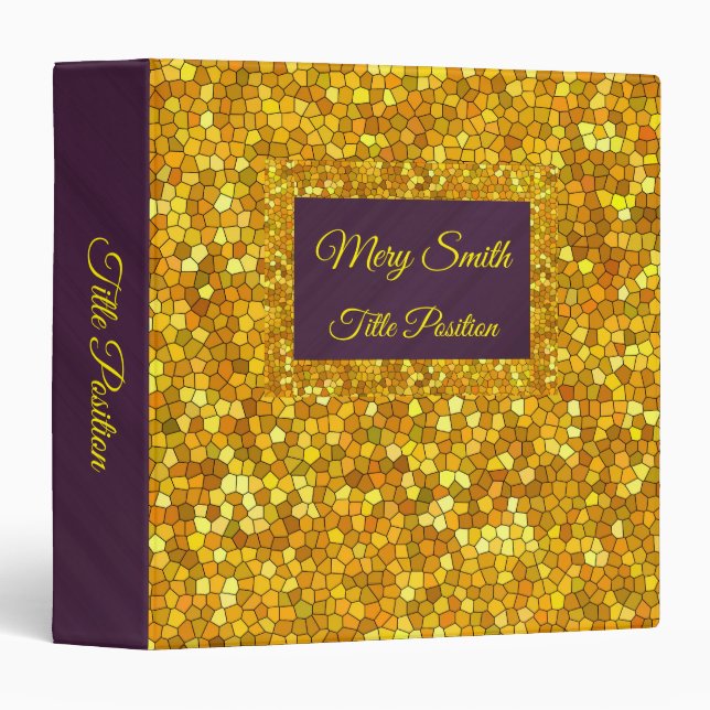 Elegant  Stained Glass Gold 3 Ring Binder (Front/Spine)