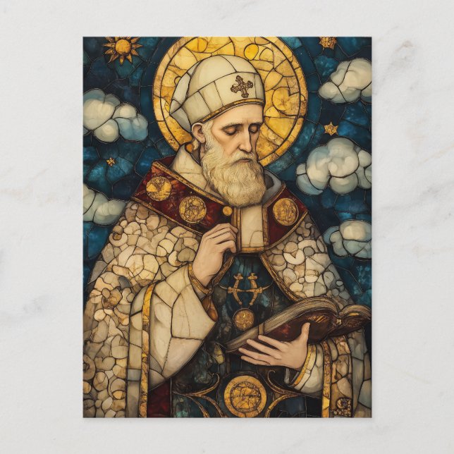 Elegant Stained Glass Pope Postcard (Front)