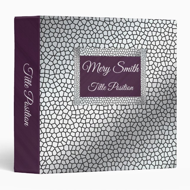 Elegant  Stained Glass Silver 3 Ring Binder (Front/Spine)