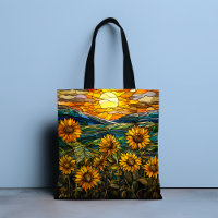 Elegant Stained Glass Sunflower Country Sunset