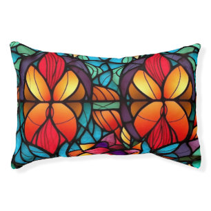 Elegant Stained Glass Surreal Abstract Pattern Pet Bed