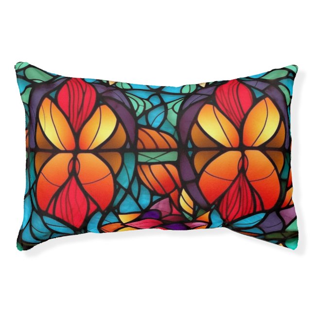 Elegant Stained Glass Surreal Abstract Pattern  Pet Bed (Front)