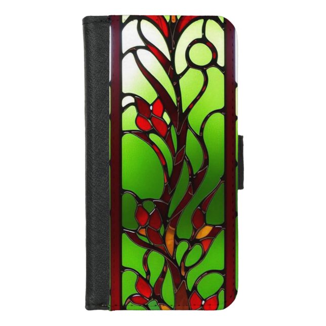 Elegant Stained Glass Window Panel iPhone Wallet Case (Front)