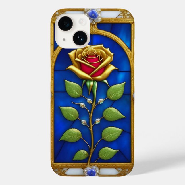 Elegant Stained Glass Window With Golden Rose Case-Mate iPhone Case (Back)