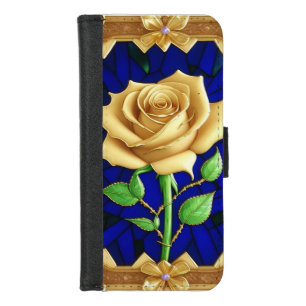 Elegant Stained Glass Window With Golden Rose iPhone 8/7 Wallet Case