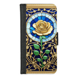 Elegant Stained Glass Window With Golden Rose iPhone 8/7 Wallet Case