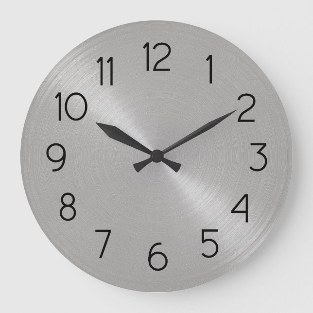 Elegant Stainless Steel Look Large Clock (Front)