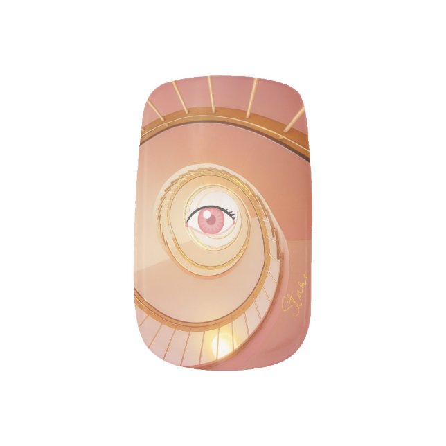 Elegant Staircase Small Eye Minx Nail Art (Left Thumb)