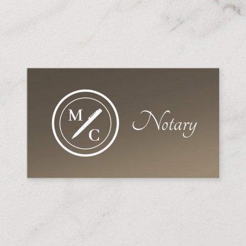 Elegant stamp with initials tan business card