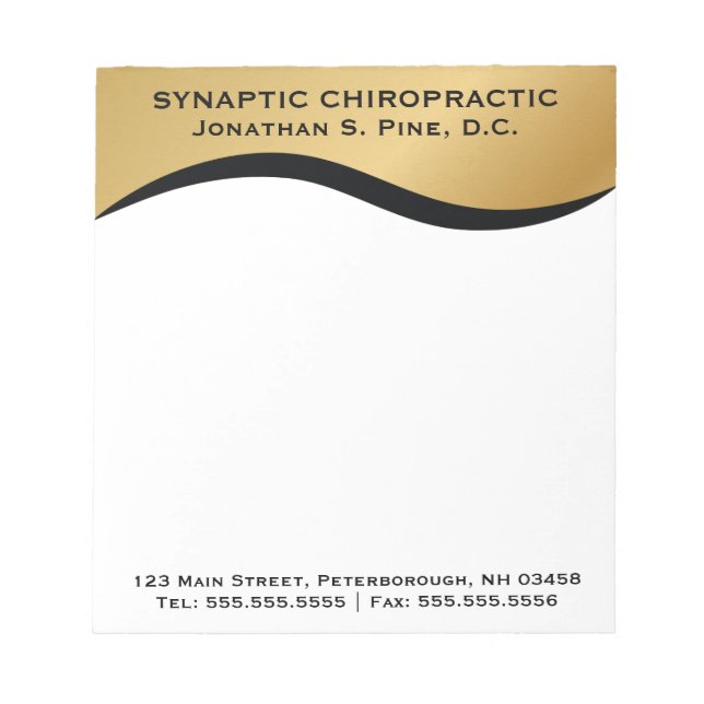 Elegant Standard Chiropractor Chiropractic Notepad (Front)
