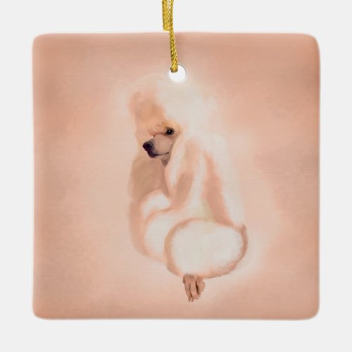 Elegant Standard White Poodle Mixed Media Ceramic Ornament