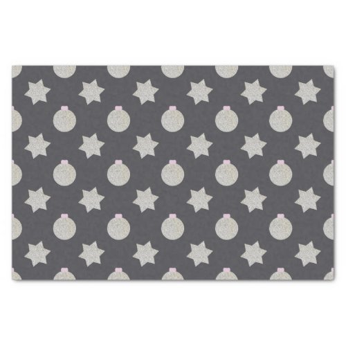 Elegant Star and Christmas Bauble Silver and Black Tissue Paper