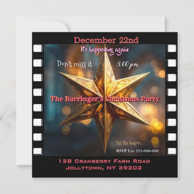 Elegant Star Christmas Party Invitation (Front)