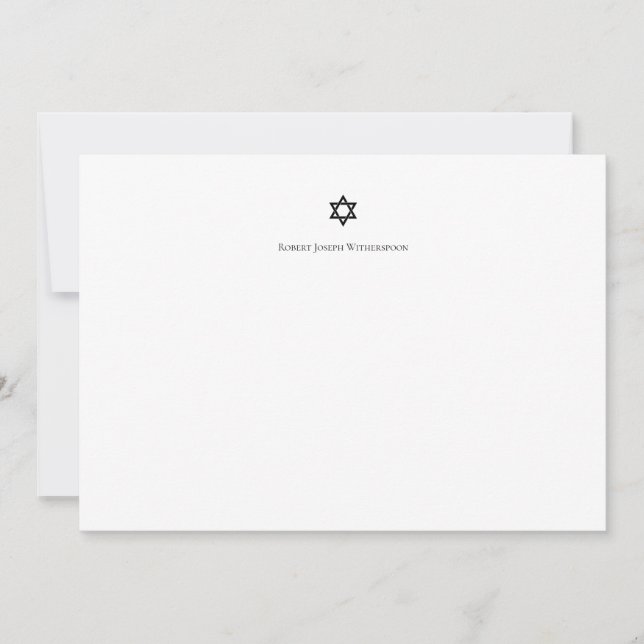 Elegant Star of David Personalized Note Card (Front)