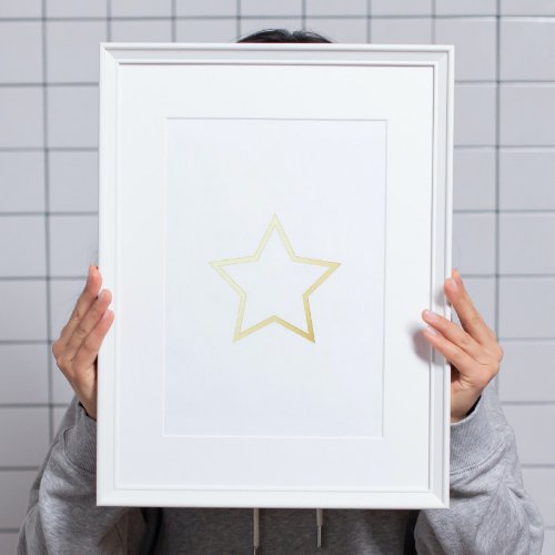 Elegant Star Real Gold Lines Foil Prints