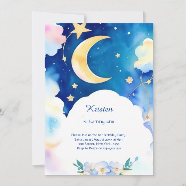  Elegant Stardust Night Sky Birthday Invitation (Front)