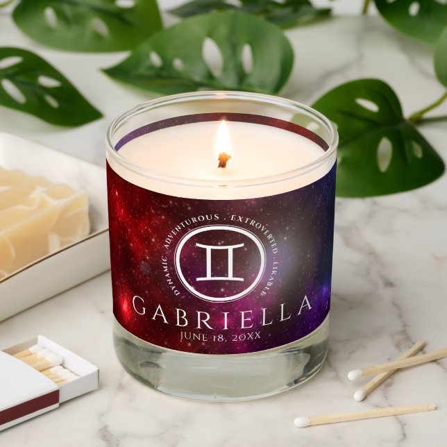Elegant Starfield Gemini Twins Western Zodiac Scented Candle (Lit)