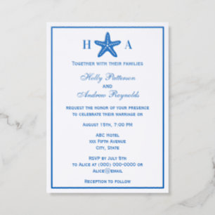 Elegant Starfish #1 Theme Wedding Invitation