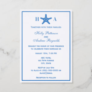 Elegant Starfish #2 Theme Wedding Invitation