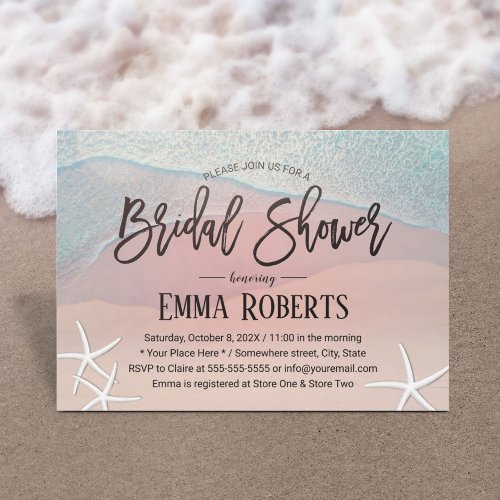 Elegant Starfish Beach Wedding Bridal Shower Invitation