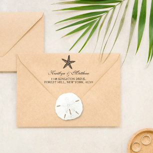 Elegant Starfish Beach Wedding Return Address Self-inking Stamp