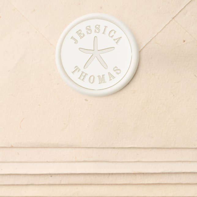 Elegant Starfish Beach Wedding Wax Seal Sticker (Front)