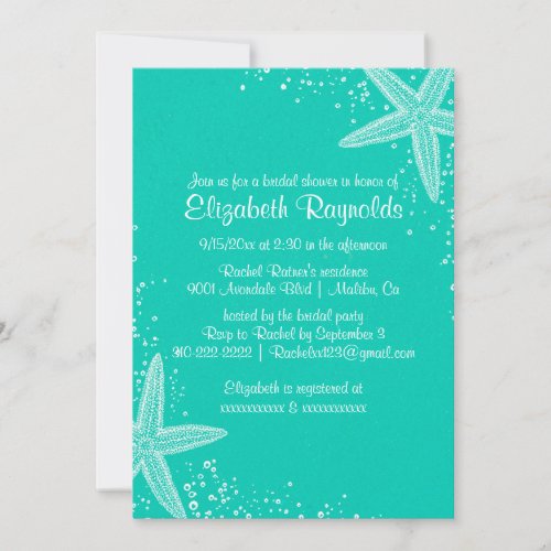 Elegant Starfish Bridal Shower Invitations