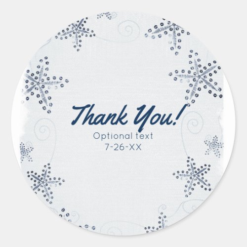 Elegant Starfish  Sequins Blue Beach Party Favor Classic Round Sticker