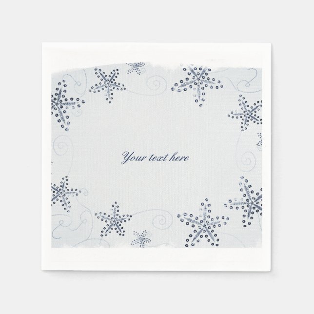 Elegant Starfish & Sequins Blue Beach Party Napkins (Front)