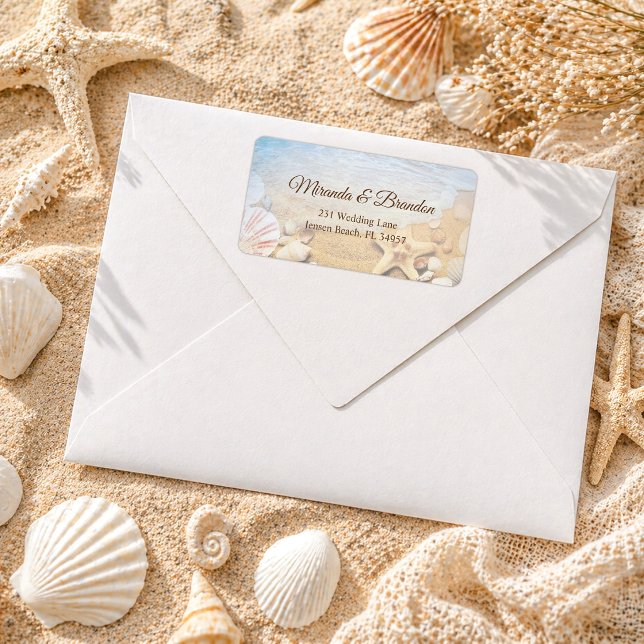 Elegant Starfish Shells Beach Wedding Address Label (Creator Uploaded)