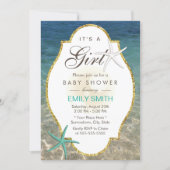 Elegant Starfish Tropical Beach Girl Baby Shower Invitation (Front)