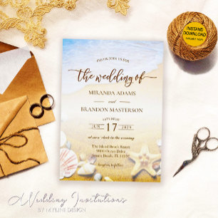 Elegant Starfish Tropical Beach Wedding Invitation