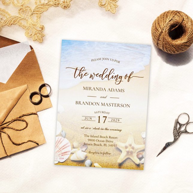 Elegant Starfish Tropical Beach Wedding Invitation