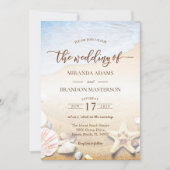 Elegant Starfish Tropical Beach Wedding Invitation (Front)