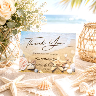 Elegant Starfish Tropical Beach Wedding Thank You Postcard