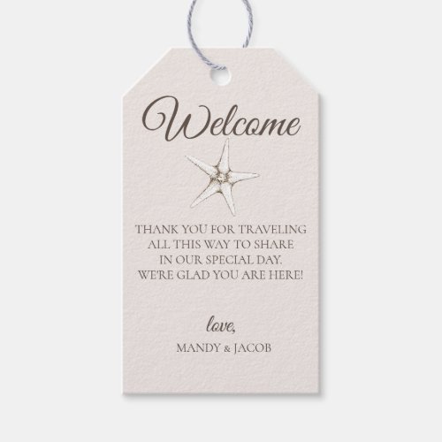 Elegant Starfish Wedding Welcome Bag Gift Tags